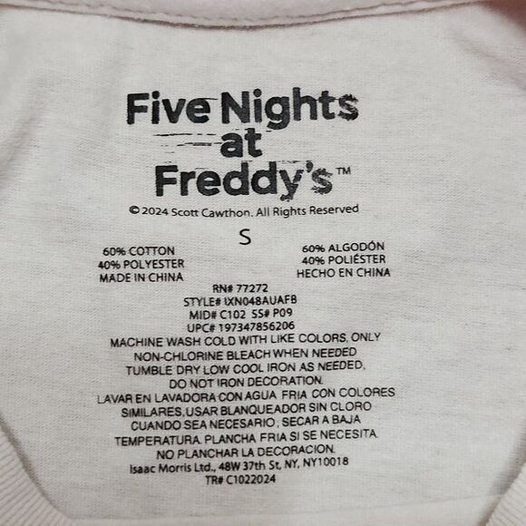 Five Night's At Freddy's Graphic T White Sm - Picture 4 of 4